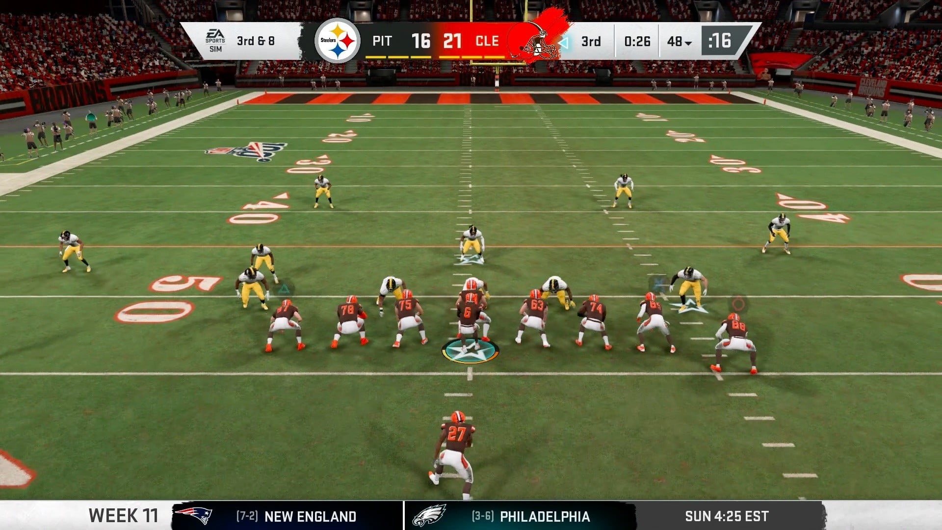 Madden 20 Steelers versus Browns