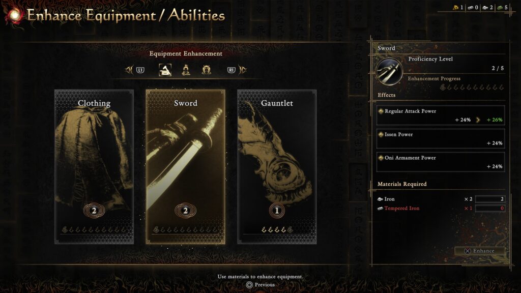 Onimusha: Way of the Sword upgrades